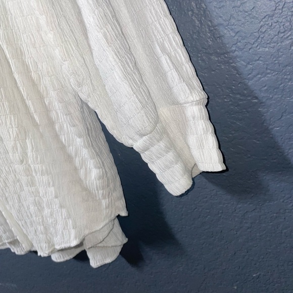 Vibrant Solid Textured Button Front Blouse size Large Drop Shoulder  Cover Up - Picture 9 of 11